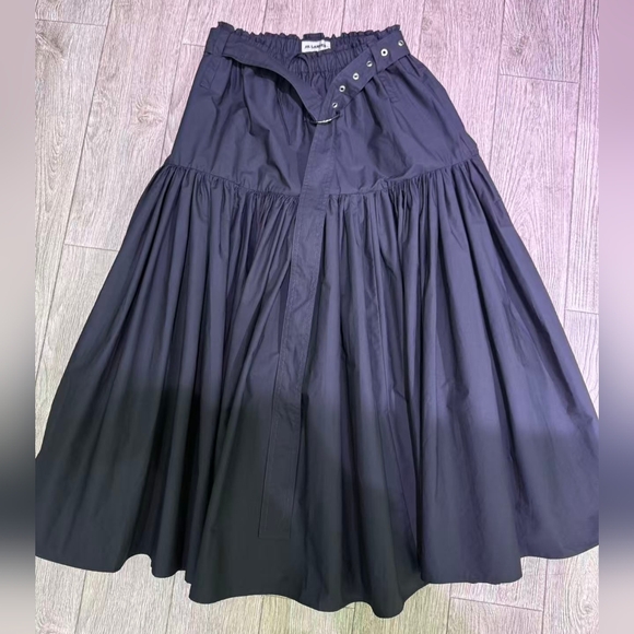 JIL SANDER Belted cotton-poplin midi skirt - Picture 5 of 9